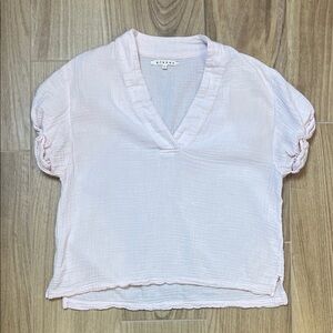 Xirena Avery Cotton Gauze Short Sleeve Pink Top